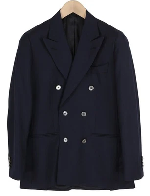 SUITSUPPLY La Spalla Men Blazer UK32R Dark Blue Wool Double-Breasted Peak Lapel - Image 1 of 4