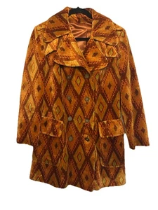 Vintage 70er Bohemian Style Samt Gobelin Mehrfarbig Jacke Union Made RAR S - Bild 1 von 24
