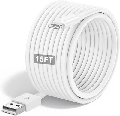 Extra Long iPhone Charger Cable 15 ft/5M,[Apple MFi 1pack(15ft), White  - Image 1 of 4
