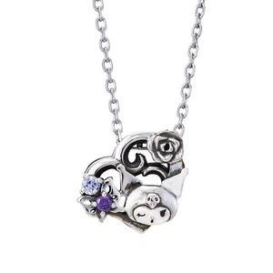 Collana Kuromi Cubic Zirconia Cuore SAKU-N054 Trifoglio Bianco Sanrio Giappone NUOVA - Foto 1 di 5