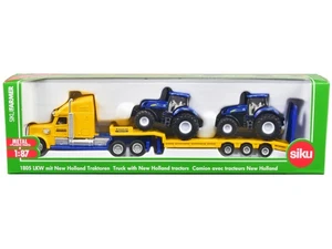 2023 Siku Diecast Tractor Truck Yellow & 2 New Holland T7070 Tractors Blue 1/... - Picture 1 of 4