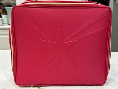 Bolso de cosméticos Lancôme rojo/rosa estrella en relieve estuche con cremallera dorada Foto 1 de 4