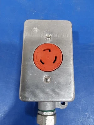 Hubbell Flush Mount Single Receptacle 20A 250V AC W/ APPLETON 1/2" UNILET FDE  - Image 1 of 4