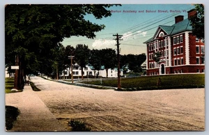 Barton Vermont Barton Academy and School Street c.1912 Postcard - Picture 1 of 2