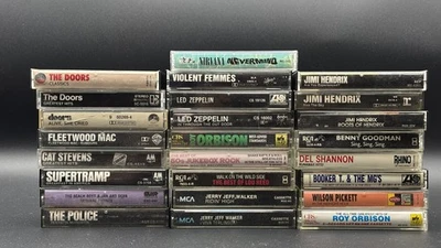 25 Cassettes Nirvana Doors Police Hendrix Led Zeppelin Lou Reed NO RESERVE LOT - Image 1 of 4