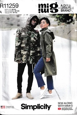 Unisex Miss Men Teen Cargo Jacket With Detachable Hood Size XS-XL Sewing Pattern - Image 1 of 4
