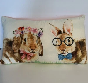 Snuggle Bunny Large Easter Bunny Pillow 23 X 13 Pink Backing Feather Filled - Picture 1 of 10