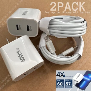 2X 40W PD USB C Fast Charger Brick Type C Cable For iPhone 16 15 14 13 12 11 Pro - Picture 1 of 13
