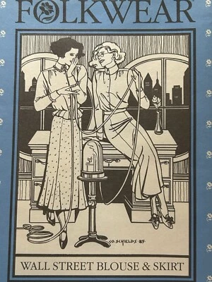 Blusa e saia feminina NOS vintage FOLKWEAR 232 padrão de costura Wall Street tamanho 6-16 - Imagem 1 de 4