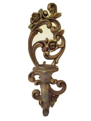 1971 HOMCO HOLLYWOOD REGENCY GOLD TONE WALL CANDLE HOLDER #4118-MADE IN USA Foto 1 de 4