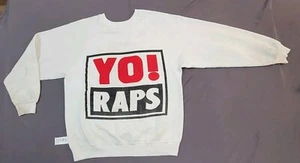 Vintage 80s 90s Yo! Raps Just Say Yo Sweatshirt Adult Medium White Double Sided - Picture 1 of 16
