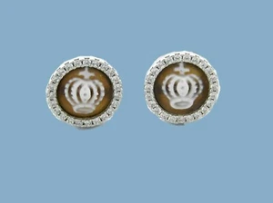 Pendientes de plata 925 corona a cameo auténticos hechos a mano en Italia - Imagen 1 de 2