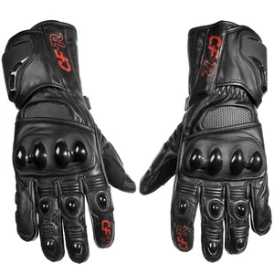 Guantes de moto de cuero estilo guantelete de longitud completa de nudillo duro - Imagen 1 de 5