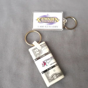 Kewadin Casinos Michigan MI Advertising Keychains FOB Cash Wad 1800 Plastic - Picture 1 of 1