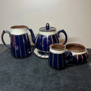 Rare & Antique WADES ENGLAND 6-Piece Tea Set From c.1927 Blue, Silver & Cream. - Picture 1 of 24