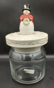 Grasslands Road "A Time for Joy" Snowman Glass Cannister - Christmas - Picture 1 of 10