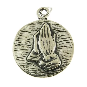 Dije medallón de plata esterlina 925 manos de oración con las Escrituras - Imagen 1 de 2
