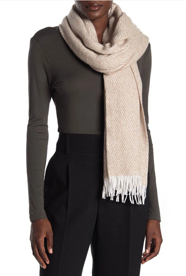 Amicale Womens Wool Blend Scarf Camel/White NWT $195 - Image 1 of 1