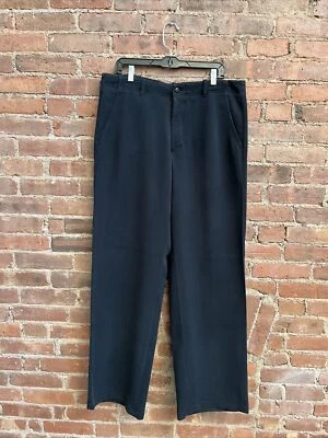 Pantalones de pierna ancha Emporio Armani vintage para hombre, talla 52 IT, negro acanalado, Italia Foto 1 de 4