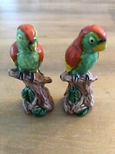 New ListingVtg Salt And Pepper Shakers Colorful Parrot Macaw Red Sitting On Branch Japan