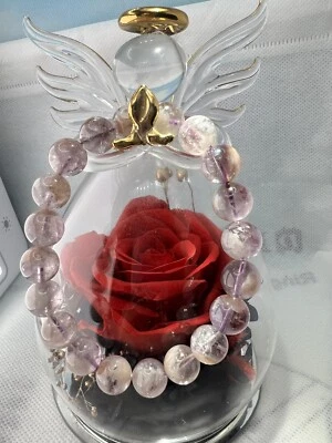 Pulsera 29G 10MM Natural Arco Iris Púrpura Pelo de Conejo Cuarzo Cuentas Cristal 16cm Foto 1 de 4