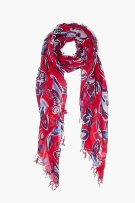 Nueva Bufanda Auténtica Chan Luu Estampado Floral Cachemira Seda Color: Barbados Cereza Foto 1 de 4