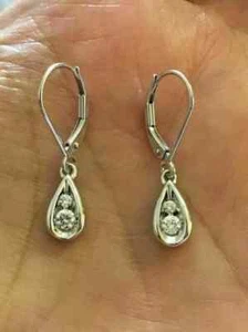 2Ct Round Cut Lab Created Diamond Drop and Dangle Earrings 14K White Gold Plated - Picture 1 of 4