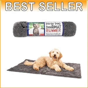 Luxurious Microfiber Dog Floor Runner - 60" x 30" Cool Grey, Absorbent & Soft - Picture 1 of 9