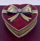 Unique 4" Metal & Rhinestone Shaped Heart Trinket Box w/ Candy Metal Magnets -