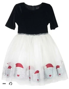 Lilt Big Girl's Festive Velvet Sequin Santa Kitty Cat Party Dress-Size-10 or 12 - Picture 1 of 3