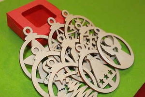 Christmas angel, xmas, stars, wood craft decoration set of 9 laser cut HANGING - Picture 1 of 7