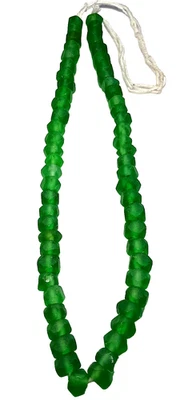 Beads, Recycled Glass Strand, Multi Faceted, Bottle Green, 7 mm, 2.5 mm Holes - Image 1 of 2