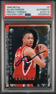 Allen Iverson Signed 1996 Metal Freshly Forged Rookie #8 - Auto Gem 10! PSA/DNA - Picture 1 of 2
