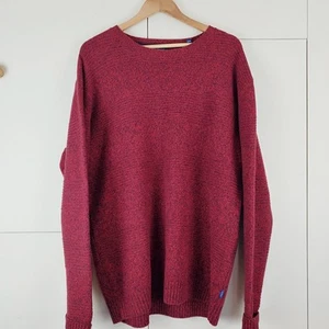 Men's GANT Jumper Pullover Sweater Red Marle Ribbed 80% Wool 2XL 48" Chest - Picture 1 of 5