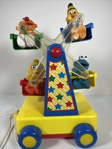 Sesame Street Pull Toy Bert Ernie Big Bird Cookie MONSTER  Ferris Wheel VINTAGE - Picture 1 of 11