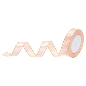 3/4" 25 Yard Wide Satin Ribbon with Gold Edges Grosgrain Ribbon, Champagne Pink - Picture 1 of 7