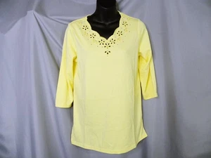 New Quacker Factory Jeanne Bice Embellished 3/4 Sleeve Yellow Top Size XS - Picture 1 of 5
