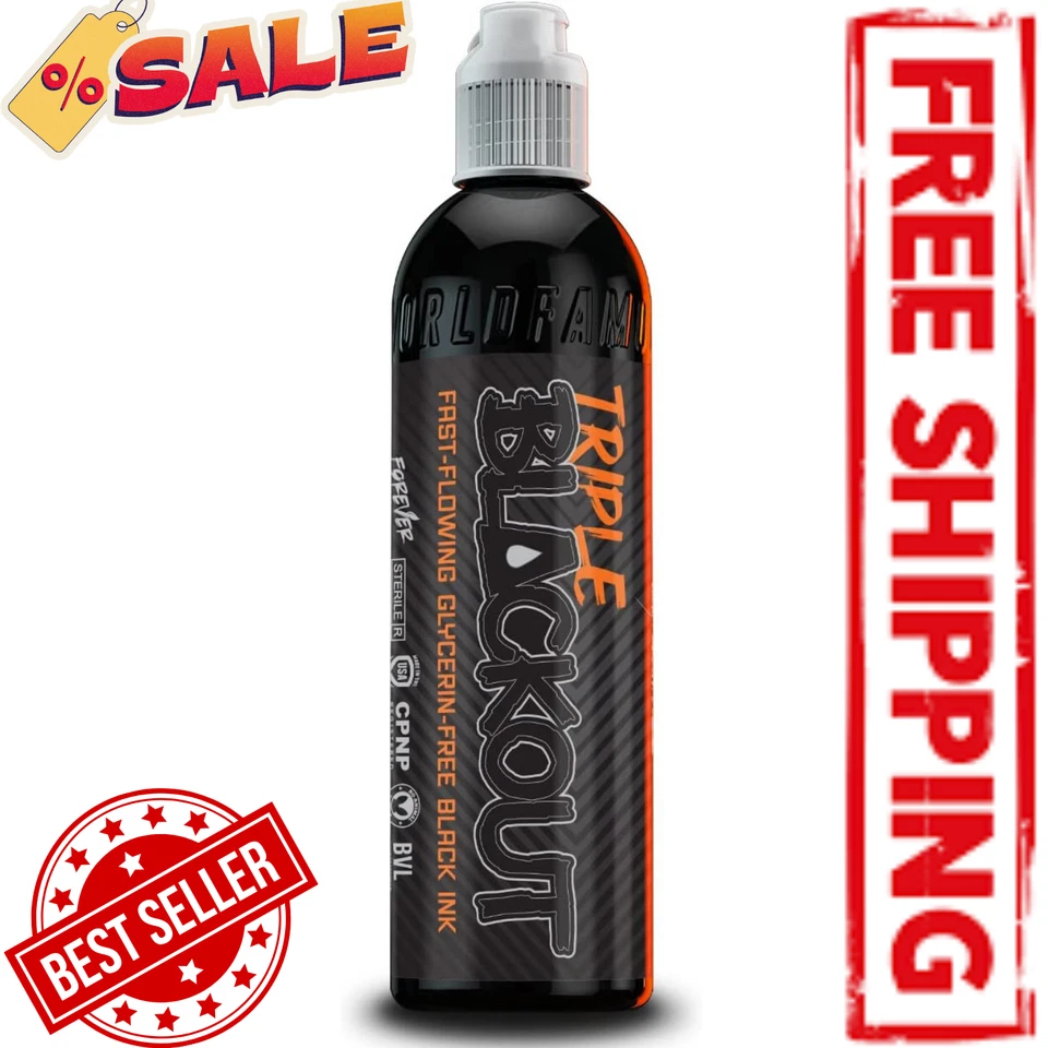 Tinta de tatuaje de fama mundial - Tinta de tatuaje triple apagón - Tono negro oscuro y audaz - Foto 1 de 4