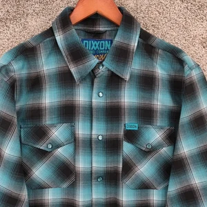 Dixxon Flannel Pensacola Shirt Mens Large Blue Plaid Long Sleeve Button - Picture 1 of 16
