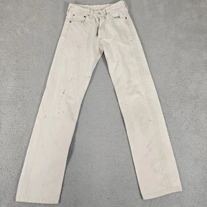 Levis 501 x NOT SO NORMAL Jeans Herren 27x32 weiß distressed Button Fly Upcycle - Bild 1 von 21