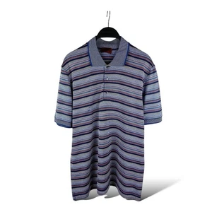 Missoni Striped Polo T-Shirt Multicolor Men's Size L - Picture 1 of 19
