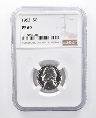 1952 Jefferson Nickel PF69 NGC Great Contrast *7926 - Image 1 of 3