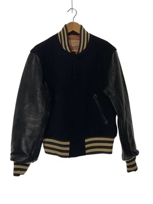 Style Eyes Leather Sleeve Stadium Jacket, Size 40, Wool, Black, M16446 - Image 1 of 4