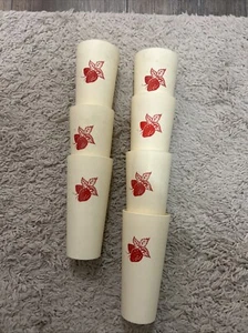 7 Vintage Nasco 6” Tall Strawberry Theme Plastic Drinkware #1072 - Picture 1 of 6