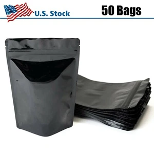 5.50" x 8.23" 4oz Resealable Stand Up Pouch - Solid Black (50PCS) - Picture 1 of 3