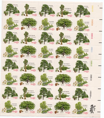 Scott #1767a (1767-70) 1978 Arboretum (Trees) 15¢ Sheet of 40 Stamps - MNH UR - Image 1 of 2