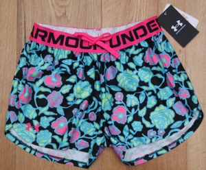 Under Armour Girls Play up Printed Shorts ~ Black, Neon Pink, Volt & Aqua ~ - Picture 1 of 4