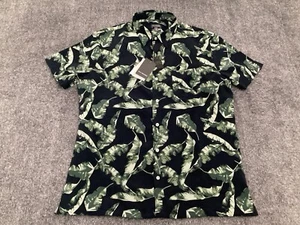 Van Heusen Long Sleeve Button Up Black Iris Print Shirt Size L - 16-16 1/2 - NEW - Picture 1 of 10