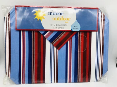 Indoor Outdoor PLACEMATS and NAPKINS Set Red White Blue NIP Camping Picnic Patio - Image 1 of 4