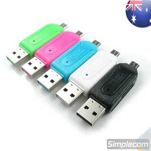2 IN 1 USB Micro USB OTG Card Reader for PC Android Mobile Tablet SD Micro SDHC - Picture 1 of 6